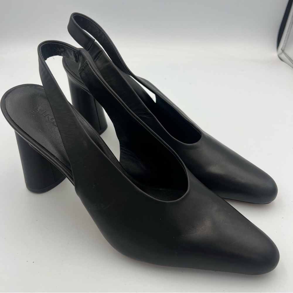 VINCE Hellen All Leather Black Slingback Pumps Women’s Size EU39 US8.5M NEW